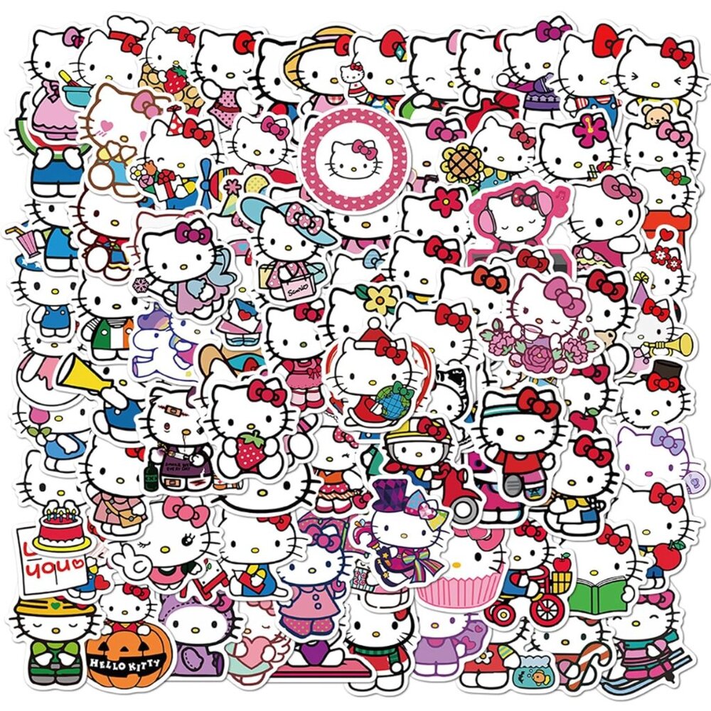50 Pcs Cartoon Hello Kitty Stickers for Water Bottles, Waterproof Durable.
